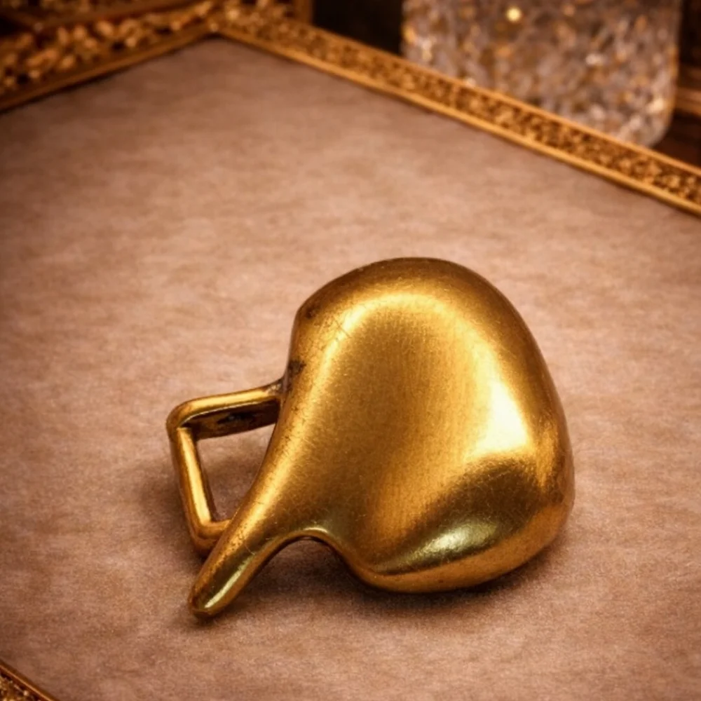 VINTAGE 1980s Sculptural GOLD PLATED Belt BUCKLE Bold Abstract Statement Piece